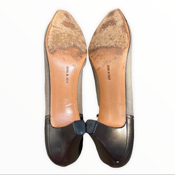 Salvatore Ferragamo Vintage Pumps Almond Toe Size 10 Beige Cap Leather Heels - Picture 4 of 8